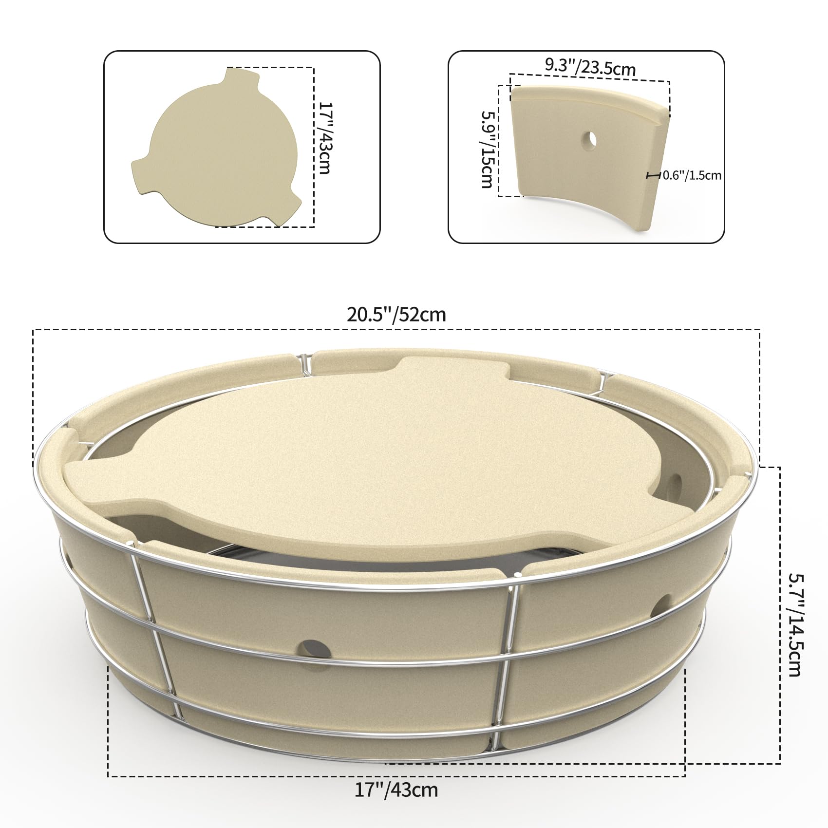 onlyfire Räucherbox Kit mit Edelstahl Holzkohlekorb, Hitzeabweiser und 4 Grillrost Erhöhungen, Räucherkammer Grillzubehör für Weber 57 cm Kettle Holzkohlegrill 2