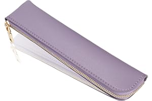 Sluxa Leather pencil case, Thin soft pen bag, Small pencil case for adults,Senior leather Minimal pencil pouch with zipper.…