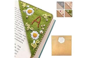 ARTLAZA Personalized Hand Embroidered Corner Bookmark, 26 Letters Hand Stitched Felt Corner Letter Bookmark, Cute Flower Embroidery Bookmarks for Book Reading Lovers Meaningful Gift (Summer，A