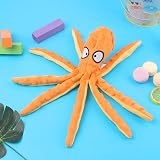 RAYITO Octopus Dog Toy No Stuffing Squeaky Crinkle for Small Medium Dogs Orange view 6