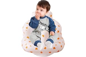 CHFIG Baby Inflatable Seat for Babies 3-36 Months, Built in Air Pump Infant Back Support Sofa, Infant Support Seat Toddler Chair for Sitting Up, Baby Shower Chair Floor Seater Gifts (Tiger Head)
