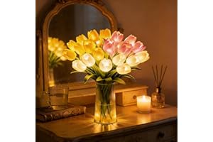 Radiant Romantic Tulip Light, 15 PCS Twinkling Tree Tulips Led Night Light that Never Fade, Flower Shaped Ambient Night Lamp 