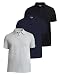 Kenneth Cole REACTION Polo Shirts for Men 3 Pack, UPF 50+ Men's Polo Shirts Short Sleeve (Black/HTGRY/Navy, Large)