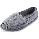 Git-up Women Diabetic Slippers/W Arthritis Edema Adjustable Closure Memory Foam House Shoes Open Toe Extra Wide