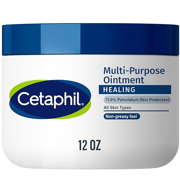 CETAPHIL HEALING OINTMENT, 12 OZ, FOR DRY, CHAPPED, IRRITATED SKIN, HEALS AND PROTECTS, SOOTHES CRACKED HANDS AND CHAPPED LIPS, HYPOALLERGENIC, FRAGRANCE FREE