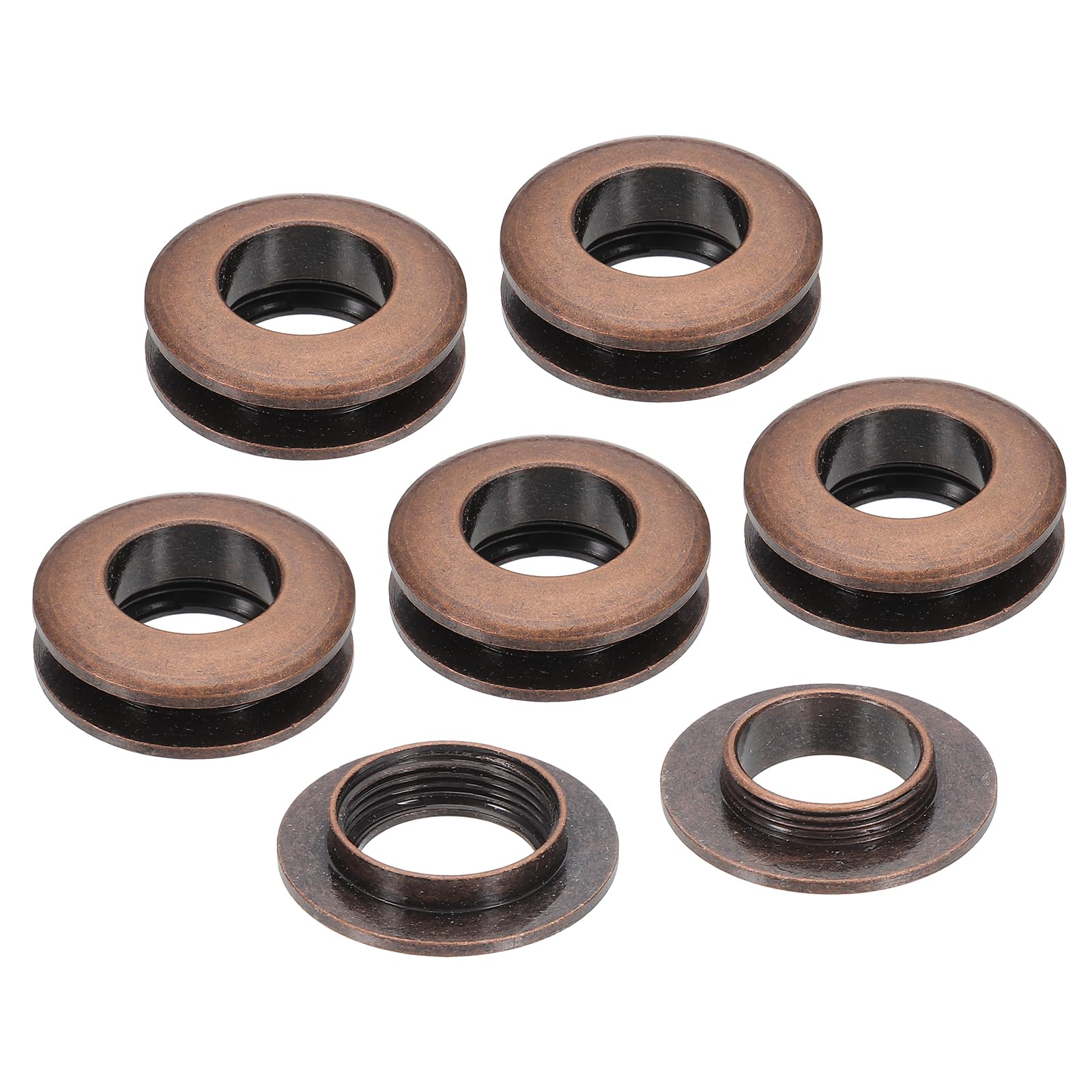 PATIKIL 15.5mm(5/8 inch) Solid Brass Hole Eyelets, 6 Pcs Arc Surface Self Backing Grommets with Washer for Shoes Clothes Crafts Bag Leather Craft, Red Bronze