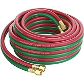 Hromee Oxygen Acetylene Hose 1/4-Inch &times; 25 Feet with 9/16&rdquo;-18 B fittings Welding Cutting Torch Twin Hose