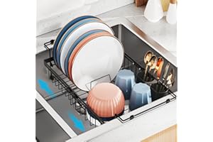 iSPECLE Expandable in Sink Dish Drying Rack - Adjustable Capacity (31.5cm to 43.5cm L) Over The Sink Dish Drainer Drying Rack
