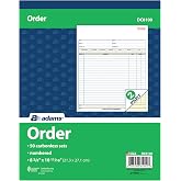Adams Order Book, 2-Part, Carbonless, White/Canary, 8-3/8 x 10-11/16 Inches, 50 Sets per Book (DC8100) , 1 pack