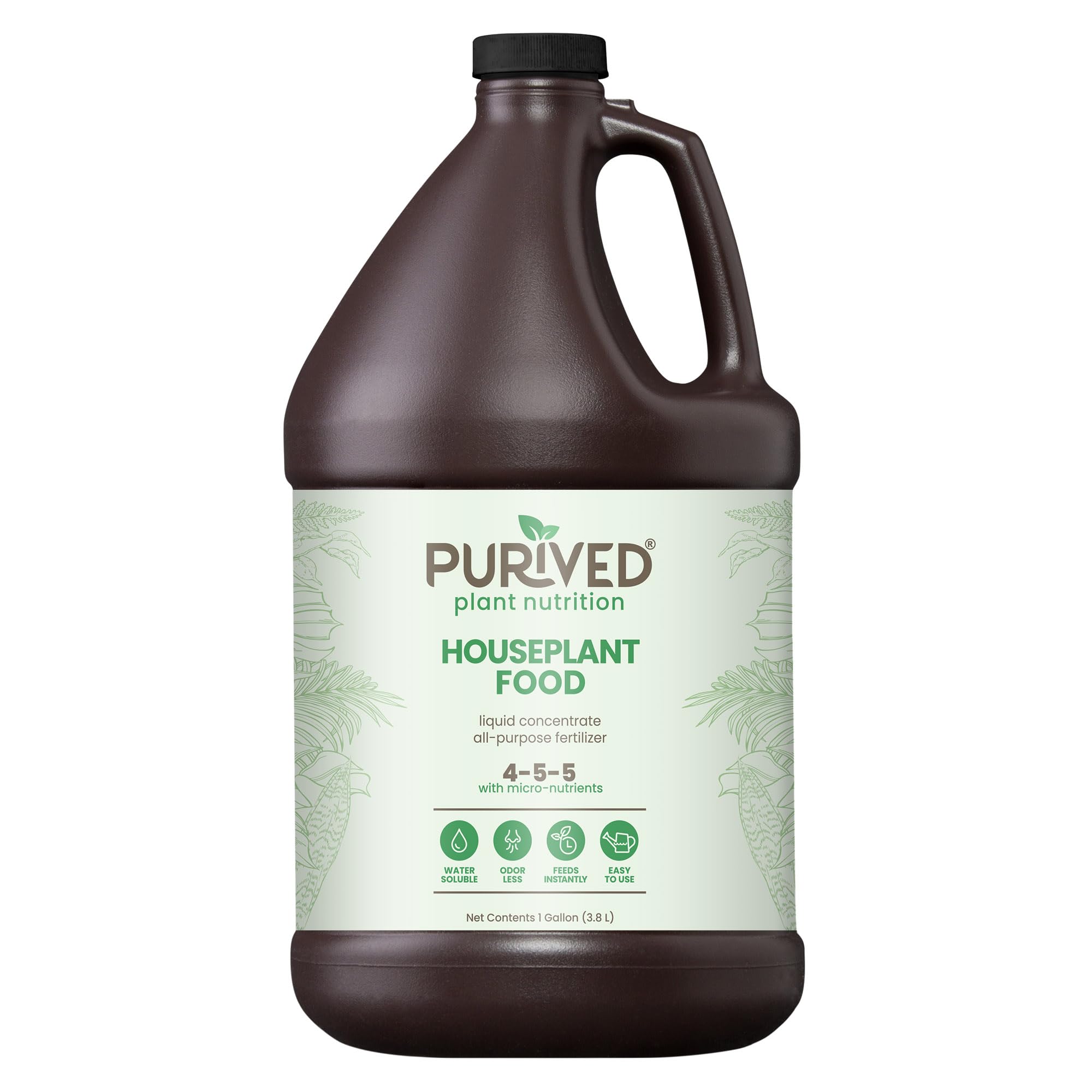 Purived 1gal All-Purpose Liquid Plant Fertilizer - Makes 320 Gallons, for Indoor Houseplants, All-Natural, Groundwater Safe, Made in USA Image