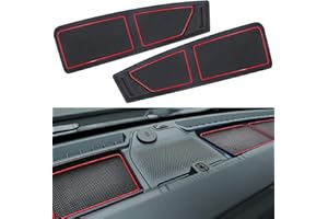 LOCOY Dash Cover Tray for Ford Bronco Accessories 2021-2023 2024 2025, Dashboard Compartments Mat, Anti-Slip Silicone Insert, Anti Dust Interior Dash Pad Liner for Bronco 2/4-Door (2pcs, Red Trim)
