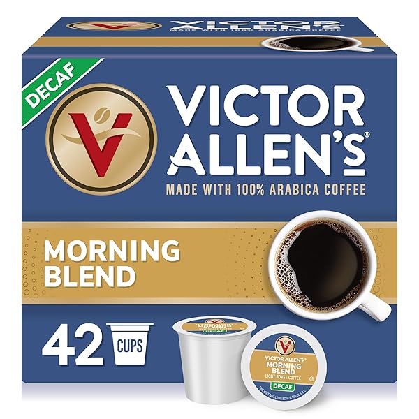 VICTOR ALLEN’S COFFEE DECAF MORNING BLEND, LIGHT ROAST, 42 COUNT, SINGLE SERVE COFFEE PODS FOR KEURIG K-CUP BREWERS