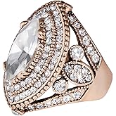 CKHAO Women Ring - 32mm Turkish Style White Gemstone Vintage Ring Women Jewelry J0769WHITE