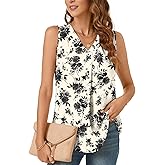Bestbee Women's 2025 Summer Tank Tops Dressy Casual Sleeveless Chiffon Blouses V Neck Tunics Cute Business Work Shirts