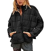 Bianstore Women's Oversized Splice Quilted Lightweight Puffer Jacket Casual Padded Coat