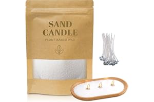 GKWERES Candle Sand with Wicks, 1.1LB Pearled Candle, DIY Bead Powder Sand Wax Making kit Included 20 Pcs Wicks, Refillable, Non Toxic for Handmade, Wedding and Party Decorations (Sandalwood Bamboo Gardenia)