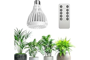 SGLEDs Dimmable Grow Light Bulb, Full Spectrum with Remote Control, Auto On Off Timing 4 8 12 Hrs, 32W PAR20 (350 Watt Equiv) Grow Lamp with Optical Lens for High PPFD, Energy Saving for Indoor Plants