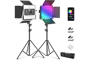 NEEWER Upgraded 660 PRO II RGB LED Video Light with App Control & Tripod Stands, 2 Pack 50W Key Panel Lighting with 7000lux C