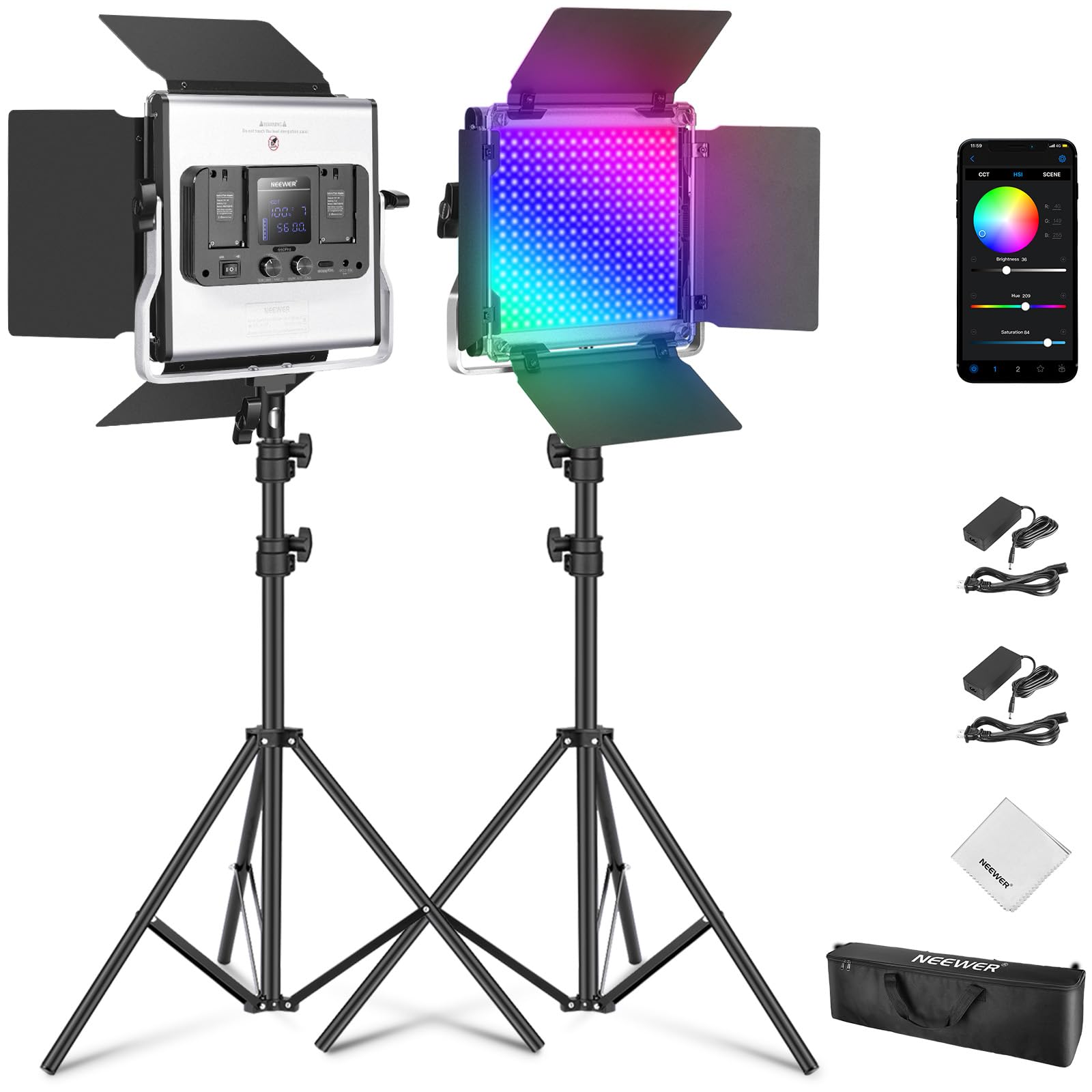 NEEWER Upgraded 660 PRO II RGB LED Video Light with