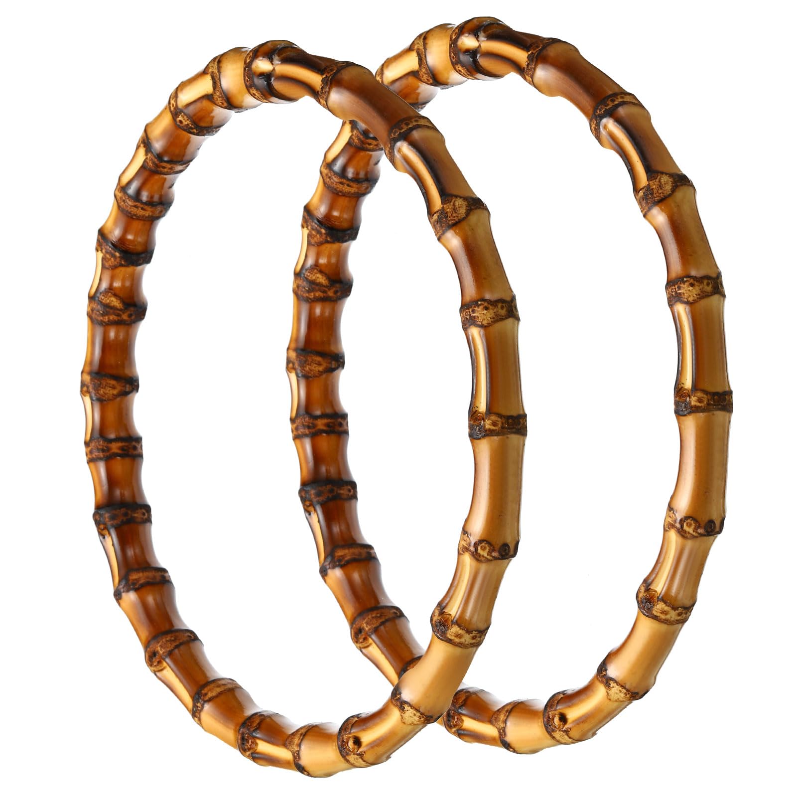 PATIKIL 6.7 Inch Bamboo Purse Handles, 2 Pcs Round Replacement Handmade Rings for Tote Bag Purse Making Decorations, Brown