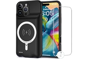 BOPPON Battery Case for iPhone 16 Pro, [10000mAh] Enhanced Portable Protective Smart Qi Wireless Charger With CarPlay Compatible for iPhone 16 Pro (6.3 inch) - Black