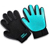 Paws Perfect Pet Grooming Gloves for Dogs and Cats, 2 Pack Left and Right Hand Deshedding Gloves with Silicone Tips, Green