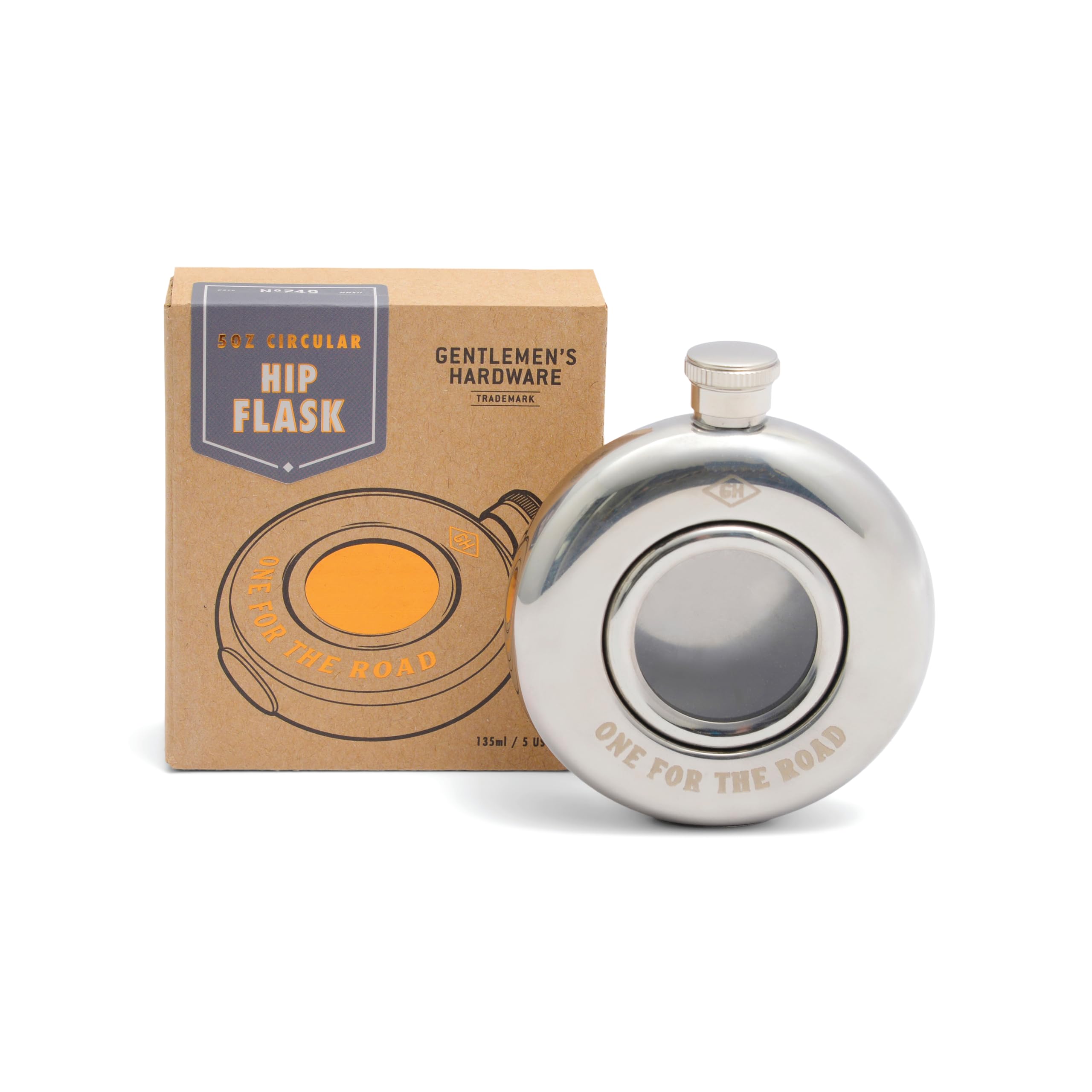 Gentlemen's Hardware Drink Flasks Gift Boxed Stainless Steel Hip Flask, 135 ML, One for The Road