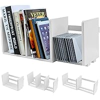 Expandable Wood Desktop Bookshelf / Adjustable Storage Organizer Display Shelf Rack, White
