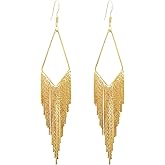 SELOVO Dangling Metal Chain Tassel Dangle Earrings Silver/Gold Color