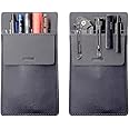 Pocket Protector, Leather Pen Pouch Holder Organizer, for Shirts Lab Coats, Hold 5 Pens, Designed to Keep Pens Inside When Be