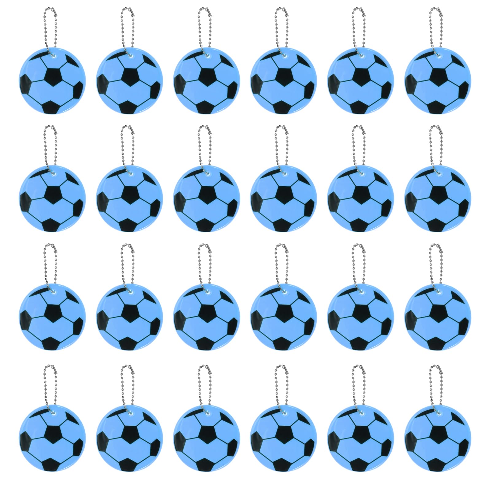 PATIKIL Reflective Keychain Tags, 24 Pack Reflective Football Pendant PVC High Visibility Reflector Tags Waterproof Safety Reflector for Backpack Handbag, Blue