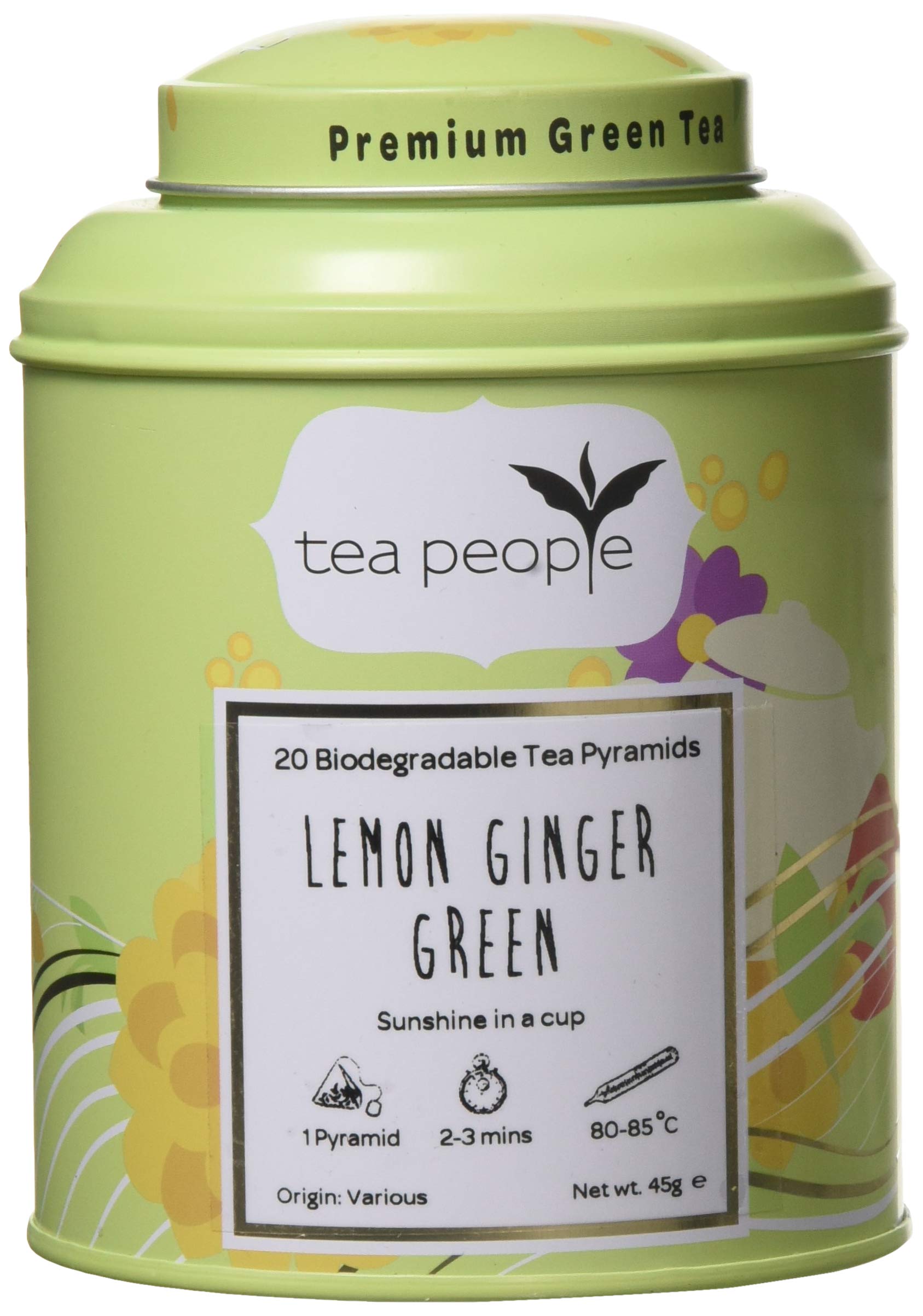Tea People Lemon Green - 20 Pyramid Tin Caddy
