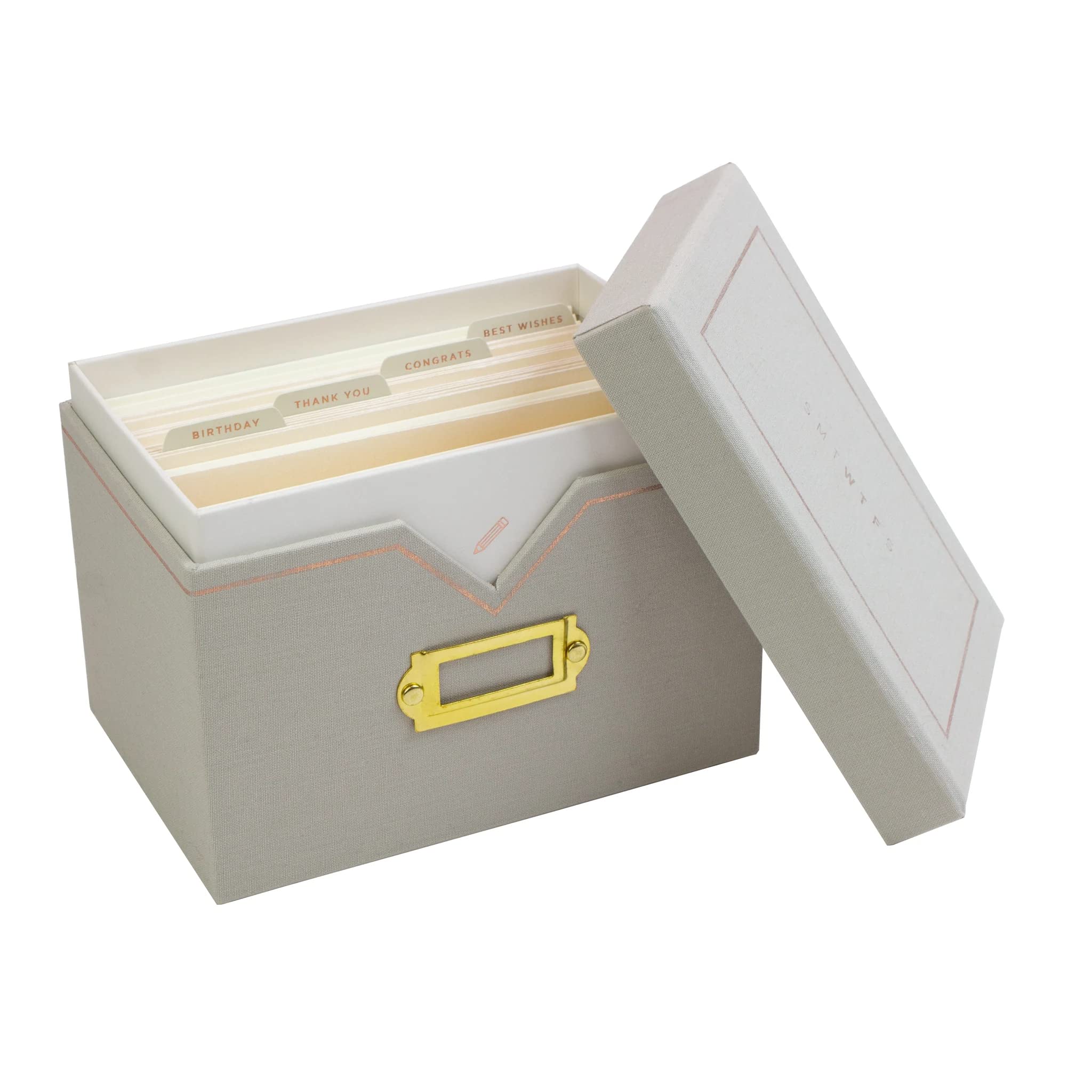 Photo 1 of IPPINKA Greeting Card Storage Box - With 4 Tabbed Dividers - Includes 16 Blank Greeting Cards with Iridescent Envelopes