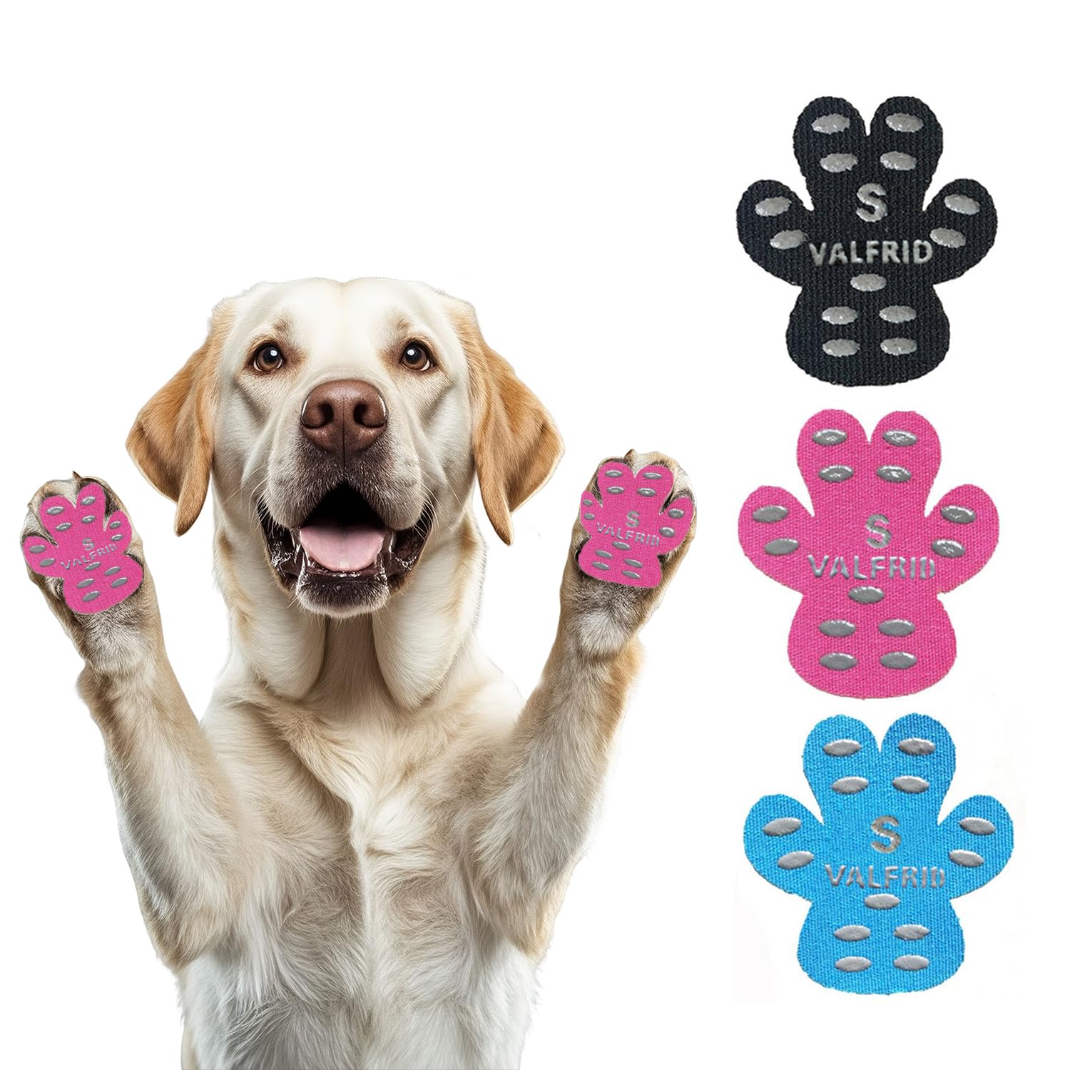 Photo 1 of ?VALFRID Dog Paw Protector Pads,15 Sets-60 Pads Anti-Slip Grips for Hardwood Floors,Best for Hot Pavement,Strong Self-Adhesive Traction Stickers for Senior Dog Essentials Multicolor S