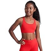 CRZ YOGA Girls Butterluxe Cross Back Sports Bra - Yoga Athletic Casual Tops Scoop Neck Padded Crop Kids Teen