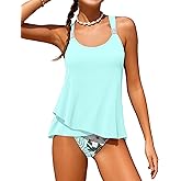 Shallmu Girls Swimsuits Two Piece Bathing Suits Ruffle with Metal Decoration Girls Tankini 9-18 Years