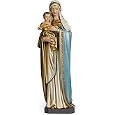 BC Catholic Virgin Mary and Infant Jesus Statue, 14.5" H Madonna Indoor Inspirational Home Décor, Church Style Religious Gift, Renaissance Sculpture Handpainted by Buildclassic