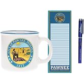 Silver Buffalo Parks and Recreation City of Pawnee 20oz Camper-style Coffee Mug w/Pen and Note Pad