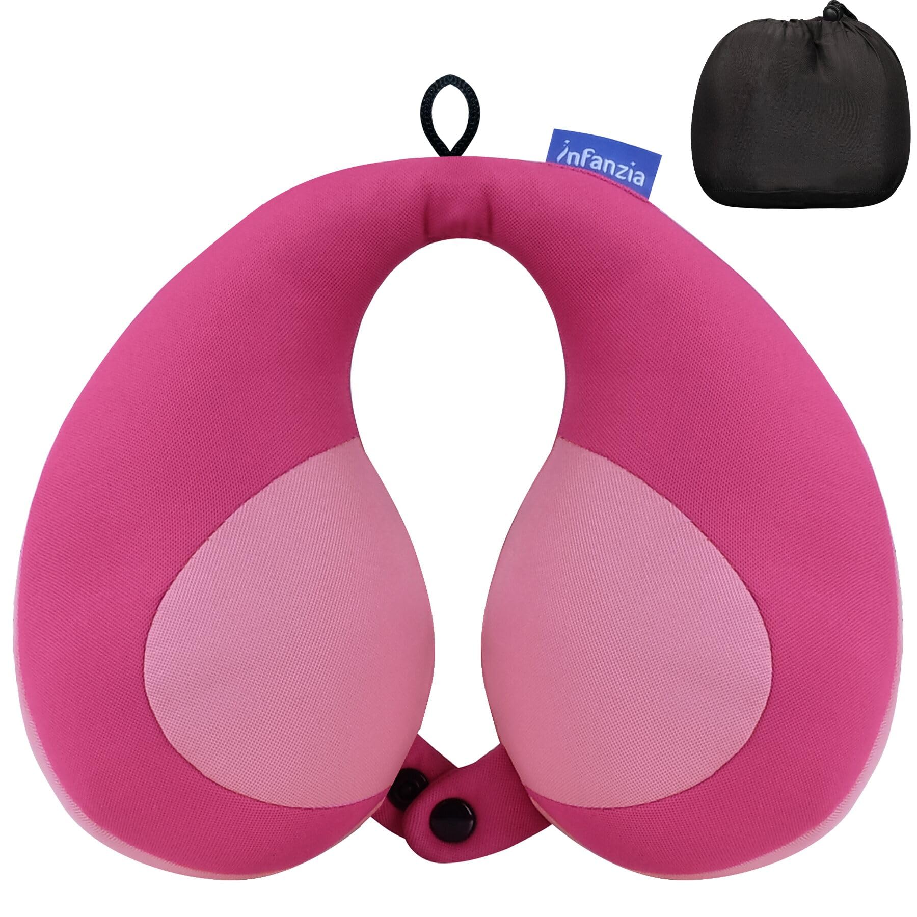 INFANZIA Kids Neck Travel Pillow, Remarkable Head Chin Neck Support Cushion, U-Shaped Neck Pillows for Child in the Car Seat, Airplane, Bus or Pram, Support Sleepy Heads, Gifts for Toddler/Kids, Pink