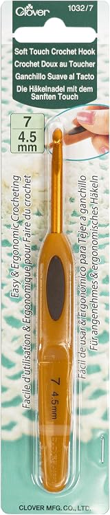 Clover Soft Touch Crochet Hook 4.50mm Multicoloured Large Handle