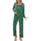 Ekouaer Pajamas for Women Set Long Sleeve Sleepwear Top & Pants Pjs Comfy 2 Piece Lounge Set with Pockets S-XXL