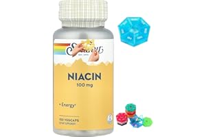 Replacement for Solaray, Nịạcịn, 100 mg, 100 VẹgCạps + Bonus Pill Organizer, Pill Case 7 Days