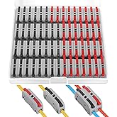 60 pcs XHF Black&amp;Red Conductor Compact Connectors Lever Connectors Nuts, Electrical Wire Terminals for Any Circuit Inline Splices 28-12 AWG (SPL-1)