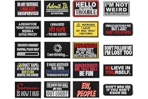 Bundle 20 PCS Funny Sayings Patches Set, Tactical Morale Fun Biker Emblem Embroidery Hook and Loop Applique Badge for Clothes