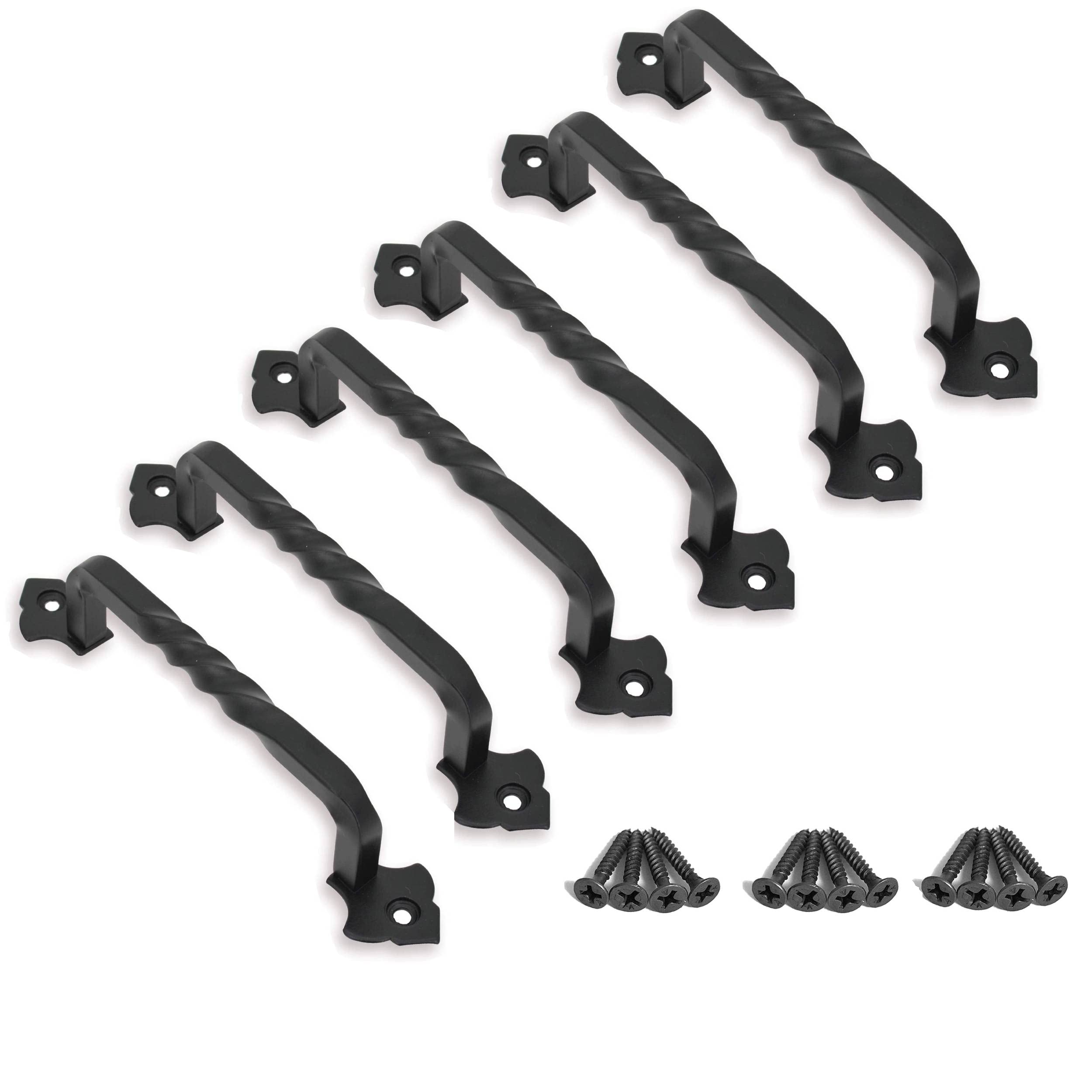 Ouvin 6 Pack Barn Door Pull Handle Hardware for Wooden Garden Gate Shed Cabinet Door 6Pcs (128mm/5inch) — image 1