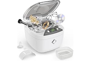 LIFEBASIS Life Basis Sonic Jewelry Cleaner Ultrasonic Cleaning Machine 850ml (28 Ounces) LCD Screen with 5 Digital Timer Watch Stand CD Holder for Ring Jewelry CD DVD Watches Glasses Makeup Brush