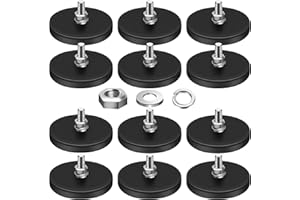 DIYMAG 12Pcs Rubber Coated Magnets, 30LBS Anti-Scratch Magnet Base with M5 Threaded Magnet with Bolts and Nuts，Magnets Hold f