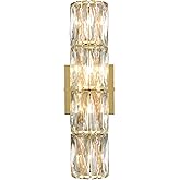 SAMTEEN Gold Wall Sconce Modern Crystal Sconces Wall Lighting 4-Light Bathroom Wall Mount Light Crystal Vanity Light Fixture 