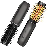 Dongxw Cordless Hot Brush - Travel Portable Hair Straightener Brush, 4 Temperatures | Fast Heating, Anti-Scald, and Anti-Frizz, Cordless Straightener Tool for Travel, Date, Work - Classic Black
