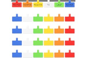 Trilancer Cable Cord Labels Large Size, for Organizing Wires and Identification, Multicolored Handwriting Cable Tags, Reusable with Multiple Uses - 24 PCS